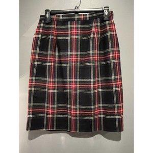 Vintage Charter Club Petites Size 10 Plaid Wool Skirt Made In USA (see Info)